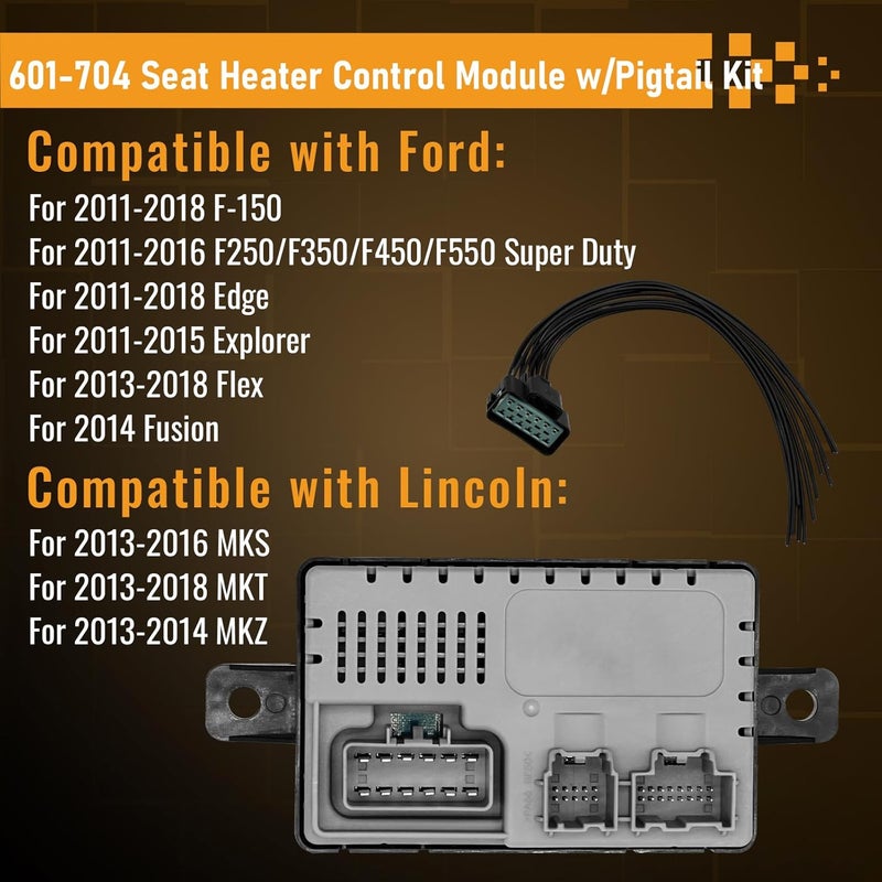 OWNWEEDA BU5Z14C724A Seat Heat Control Module Fits for Ford F150 F250 F350 F450 F550 SuperDuty Edge Explorer Flex Fusion Taurus, for Lincoln MKS MKT MKZ Heated Cooled Seat Module w/Pigtail Kit 601-704 - Image 3